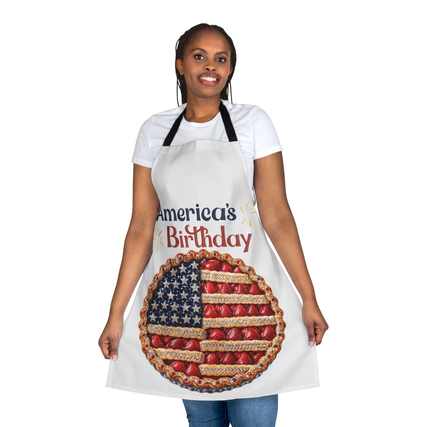 4th of July Apron | America's Birthday Flag Pie Apron | Patriotic BBQ Gift