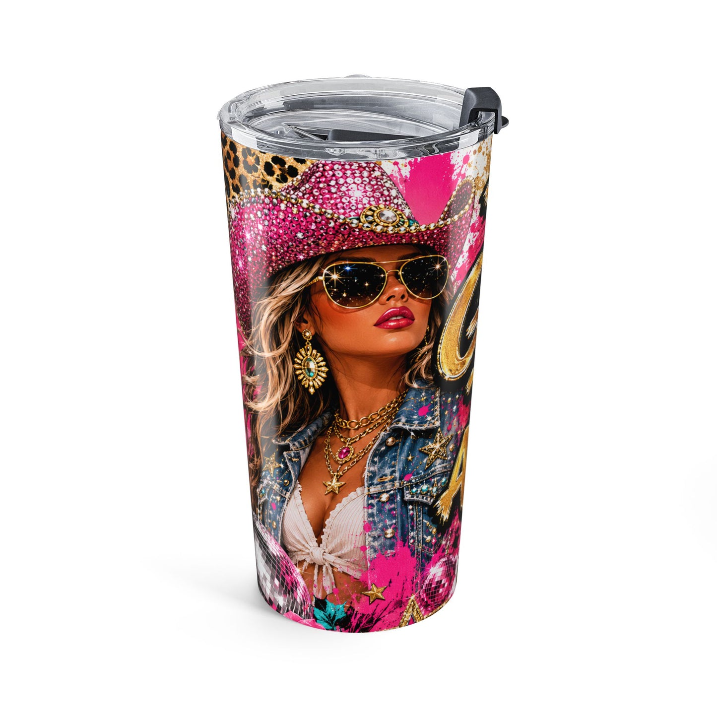 20oz Glitter Floral Tumbler — "Too Glam To Give A Damn" Insulated Travel Cup