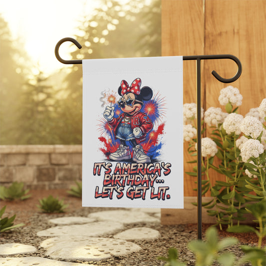 Patriotic Garden Flag | It's America's Birthday Let's Get Lit | Double-Sided 4th of July Outdoor Yard Flag