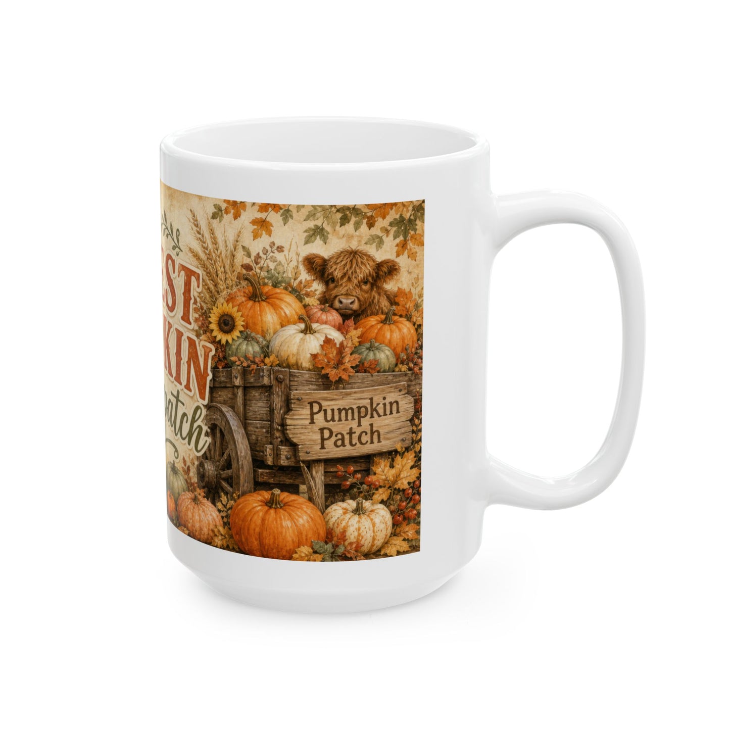 Cutest Pumpkin in the Patch Mug | Highland Cow Fall Coffee Cup, 15 oz