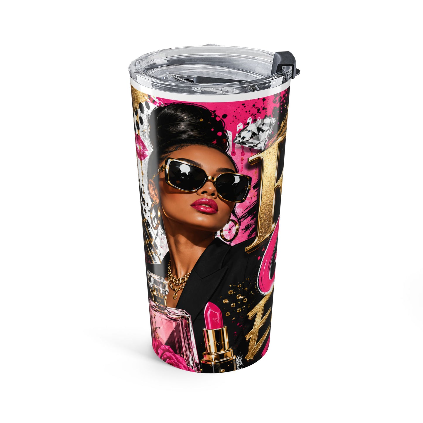 Rich Girl Energy 20oz Skinny Tumbler | Pink Glam Travel Mug | Luxury Boss Babe Cup | Stainless Steel Coffee Tumbler | Gift for Her