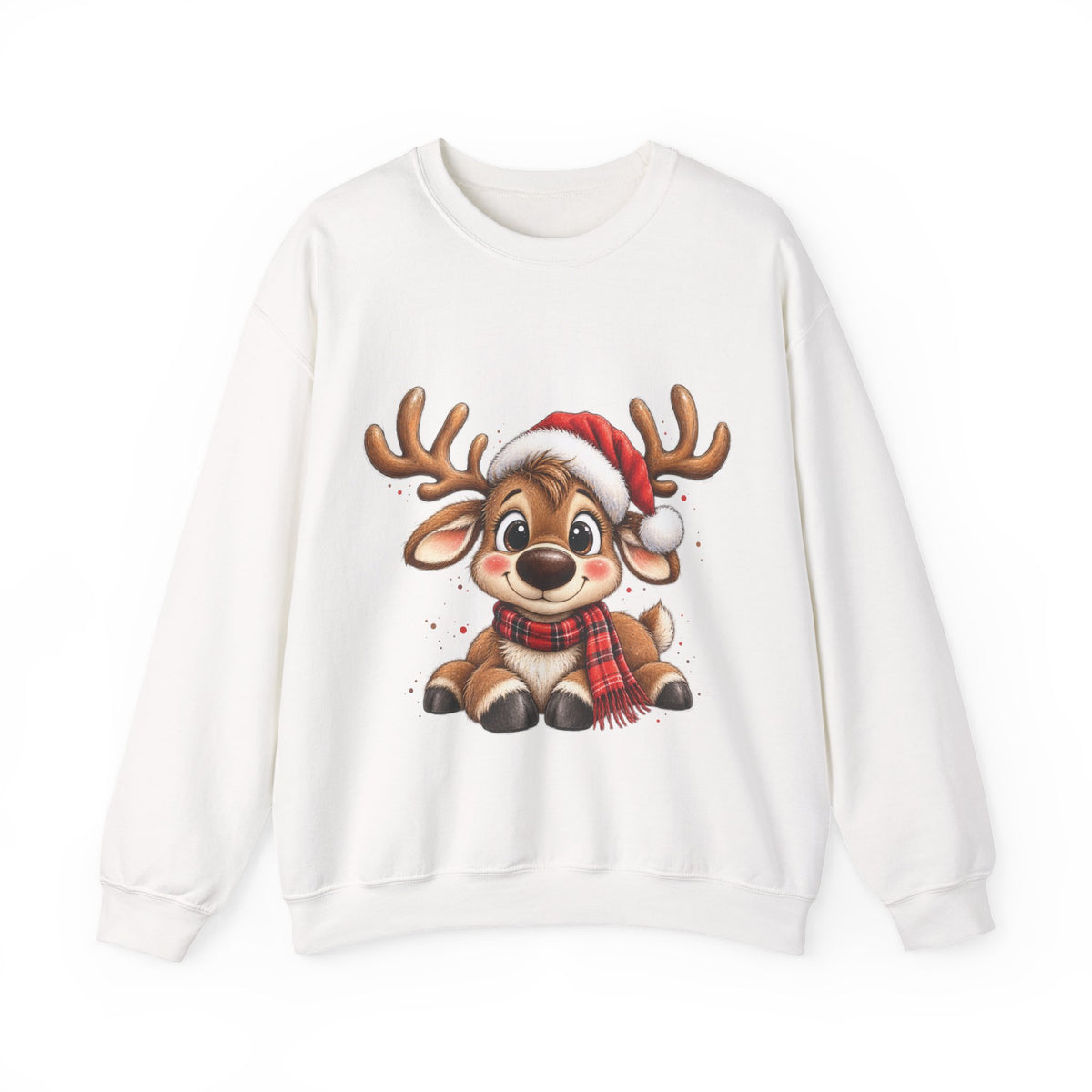 Cute Christmas Reindeer Sweatshirt | Santa Hat Holiday Crewneck