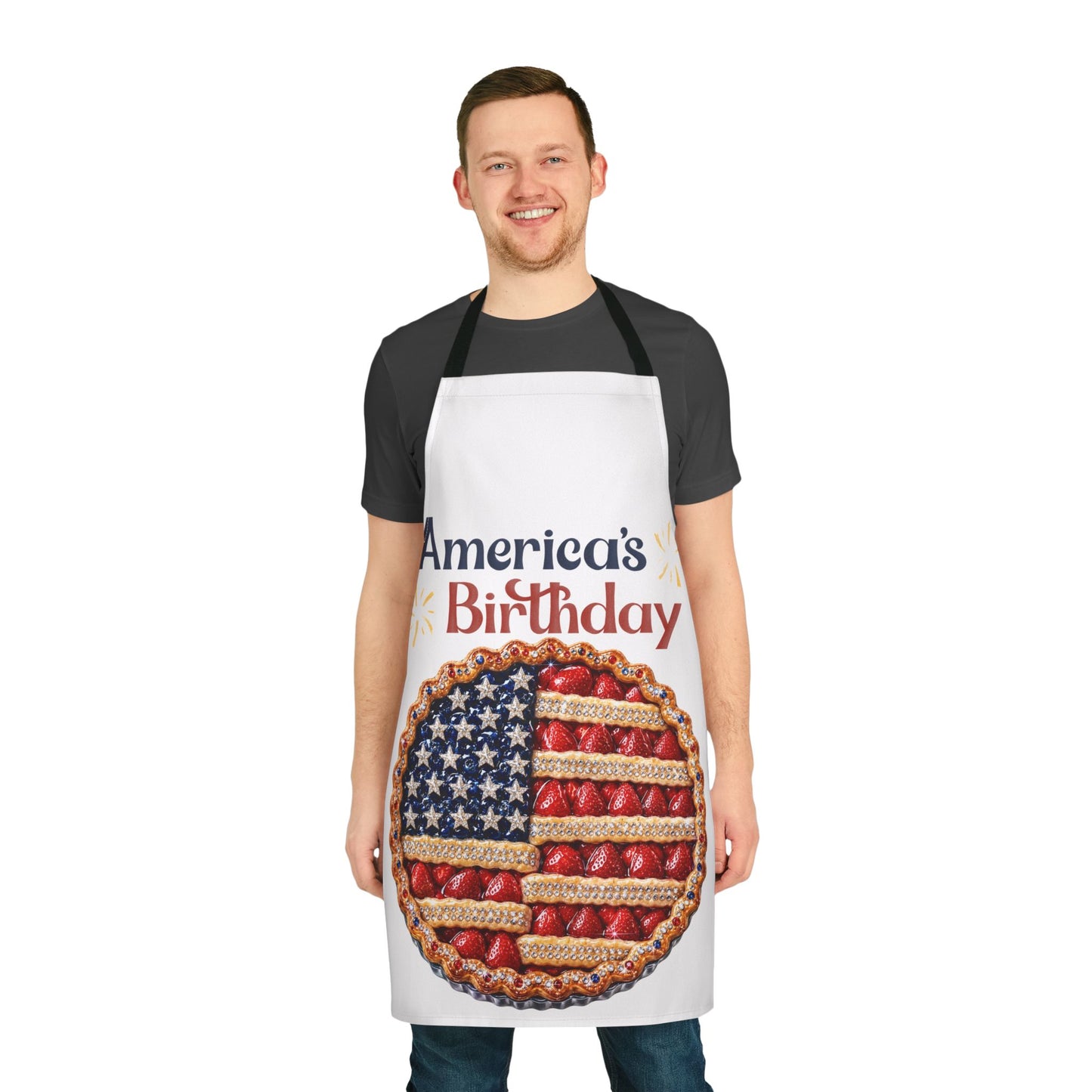 4th of July Apron | America's Birthday Flag Pie Apron | Patriotic BBQ Gift