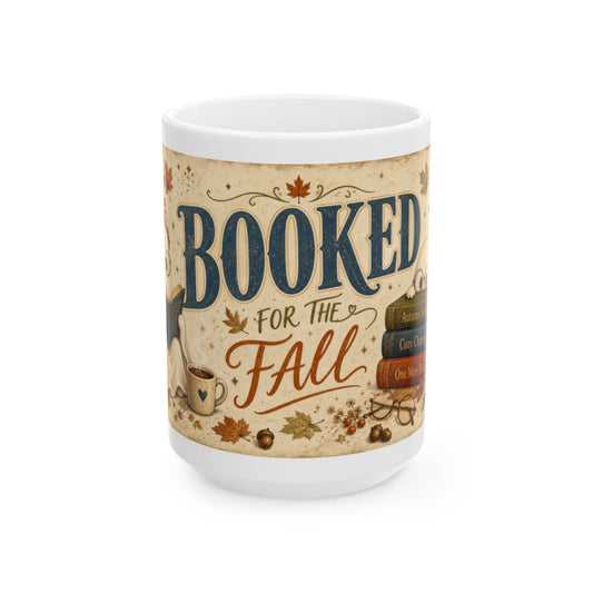 Booked for Fall Mug | Autumn Book Lover Coffee Cup, 15 oz