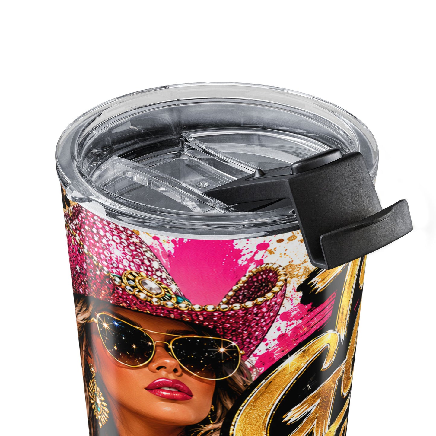 20oz Glitter Floral Tumbler — "Too Glam To Give A Damn" Insulated Travel Cup