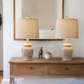 Rustic Retro Table Lamp Set of 2 for Bedroom Living Room 18.75" Farmhouse Nightstands Bedside Lamps Resin
