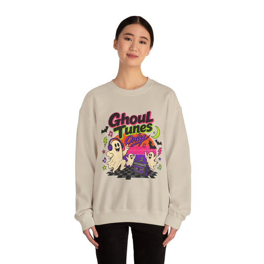 Ghoul Tunes Hoodie | Retro Halloween Ghost & Cat Graphic Sweatshirt