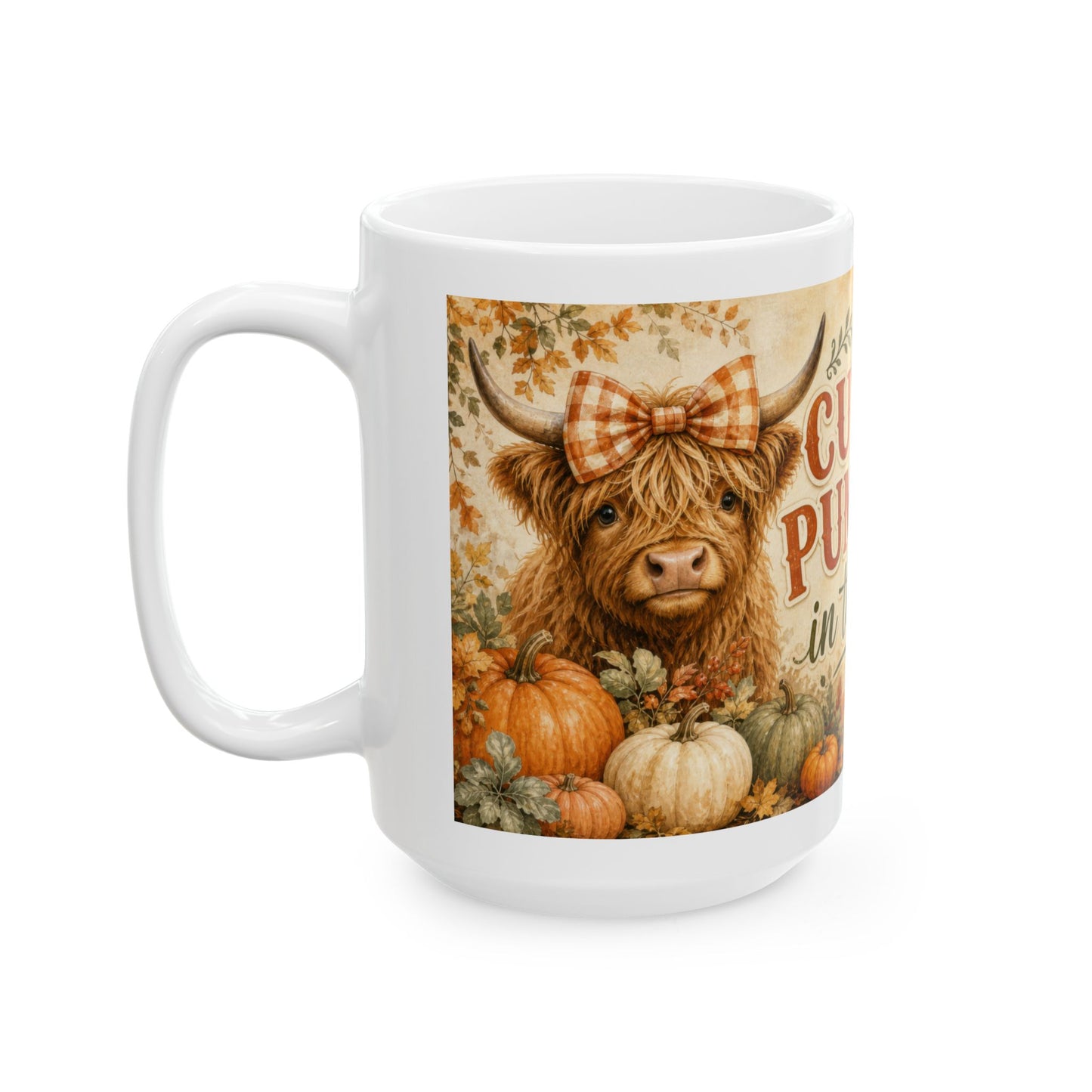 Cutest Pumpkin in the Patch Mug | Highland Cow Fall Coffee Cup, 15 oz