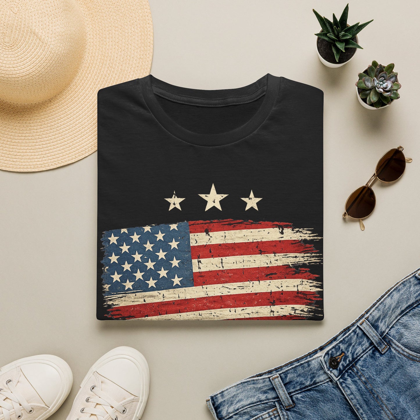 Vintage Distressed American Flag T-Shirt | Patriotic USA Tee | 4th of July Shirt