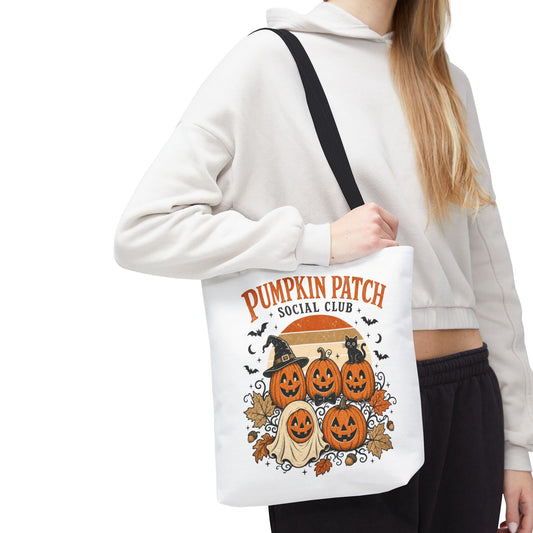 Pumpkin Patch Social Club Tote Bag | Cute Fall Halloween Market Bag