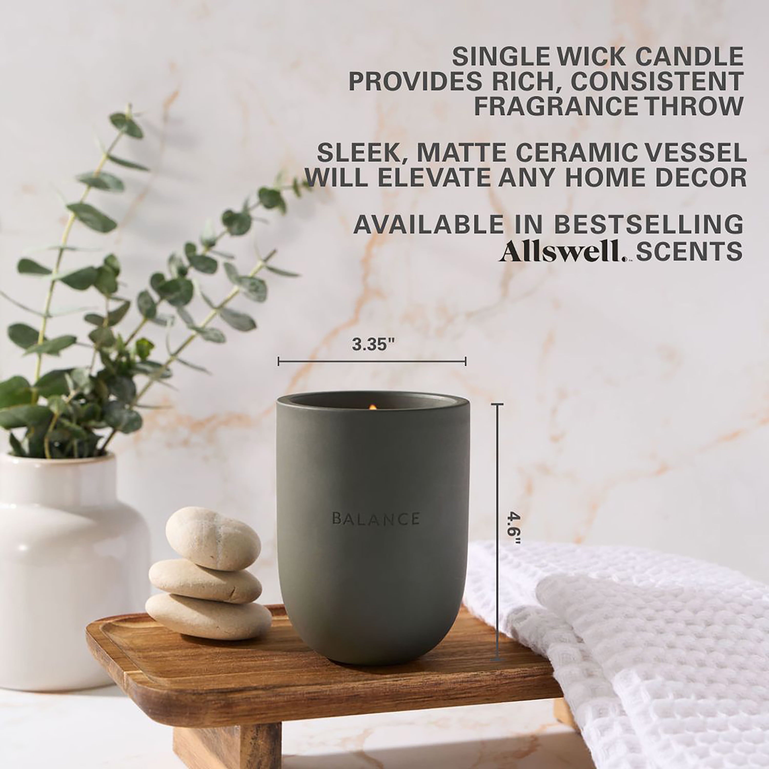 Balance (Balsam + Mahogany + Musk) Scented 1-Wick Ceramic Jar Spa Candle 10Oz.