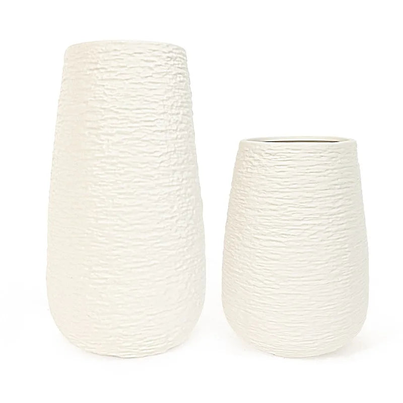 White Stoneware Ceramic Vase Set Decorative Vase Desktop Decoration Indoor Home Decor for Living Room Desktop Shelf Gift for Mom