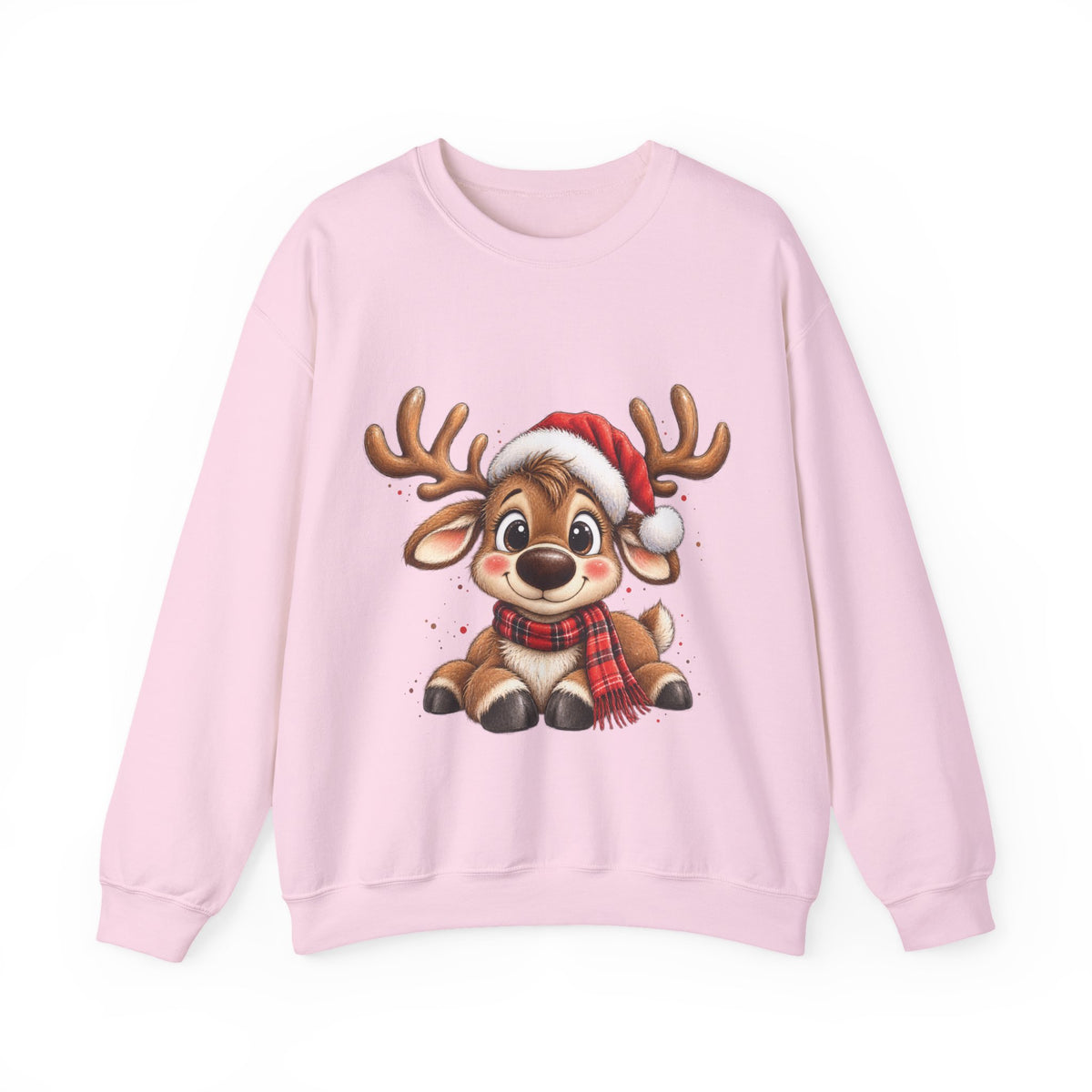 Cute Christmas Reindeer Sweatshirt | Santa Hat Holiday Crewneck