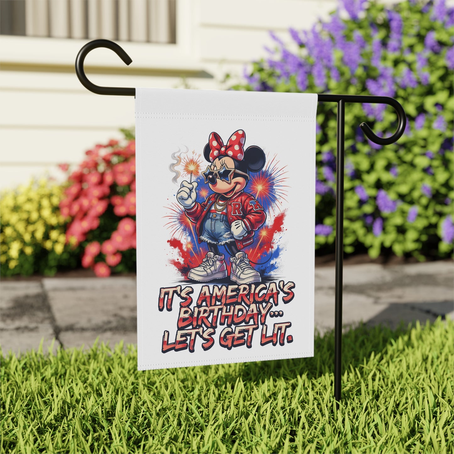 Patriotic Garden Flag | It's America's Birthday Let's Get Lit | Double-Sided 4th of July Outdoor Yard Flag