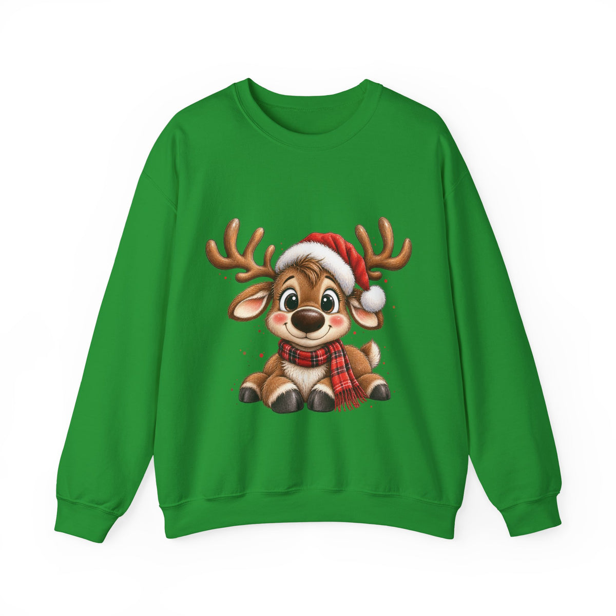 Cute Christmas Reindeer Sweatshirt | Santa Hat Holiday Crewneck