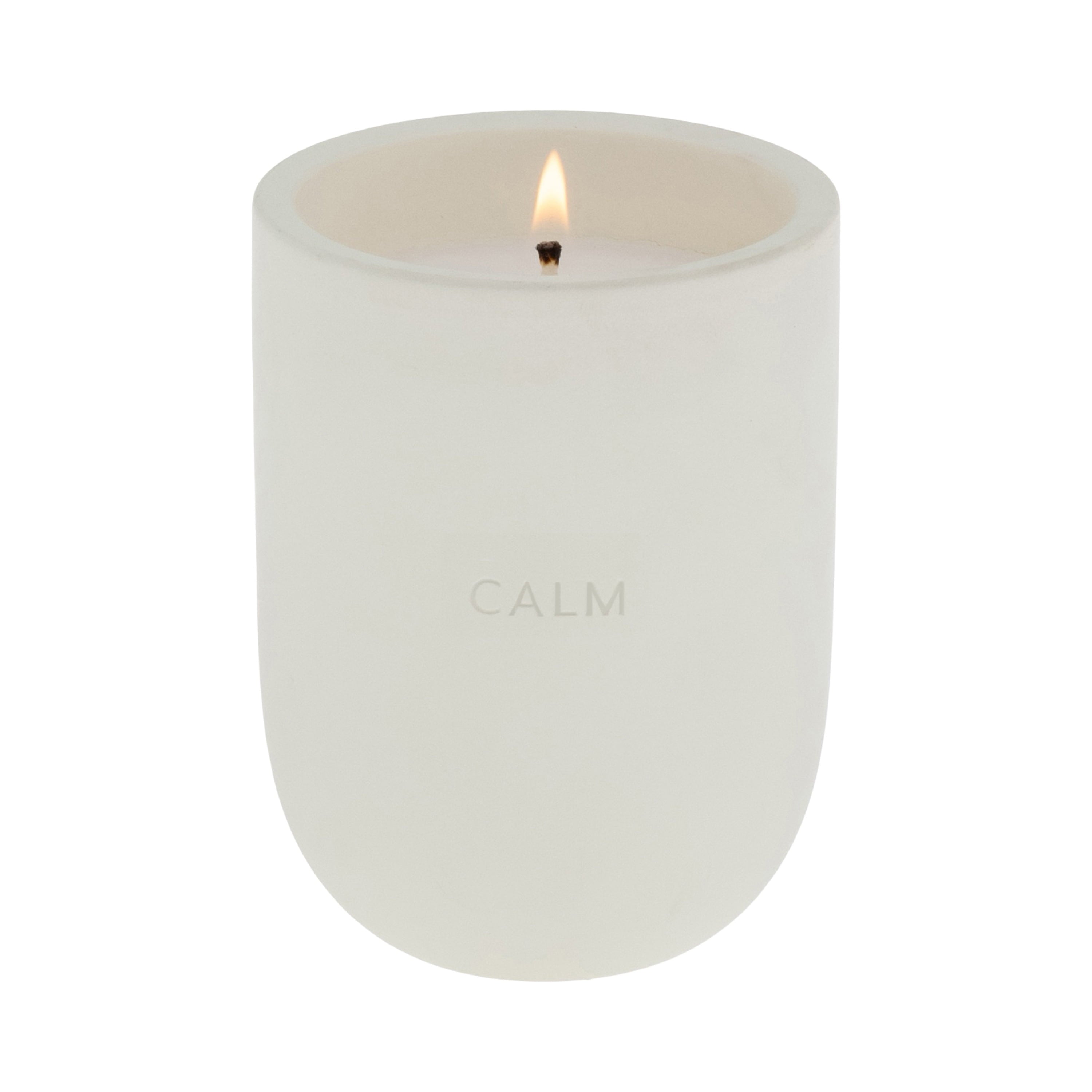Calm (Coconut + Citrus + Amber) Scented 1-Wick Ceramic Jar Spa Candle 10Oz.