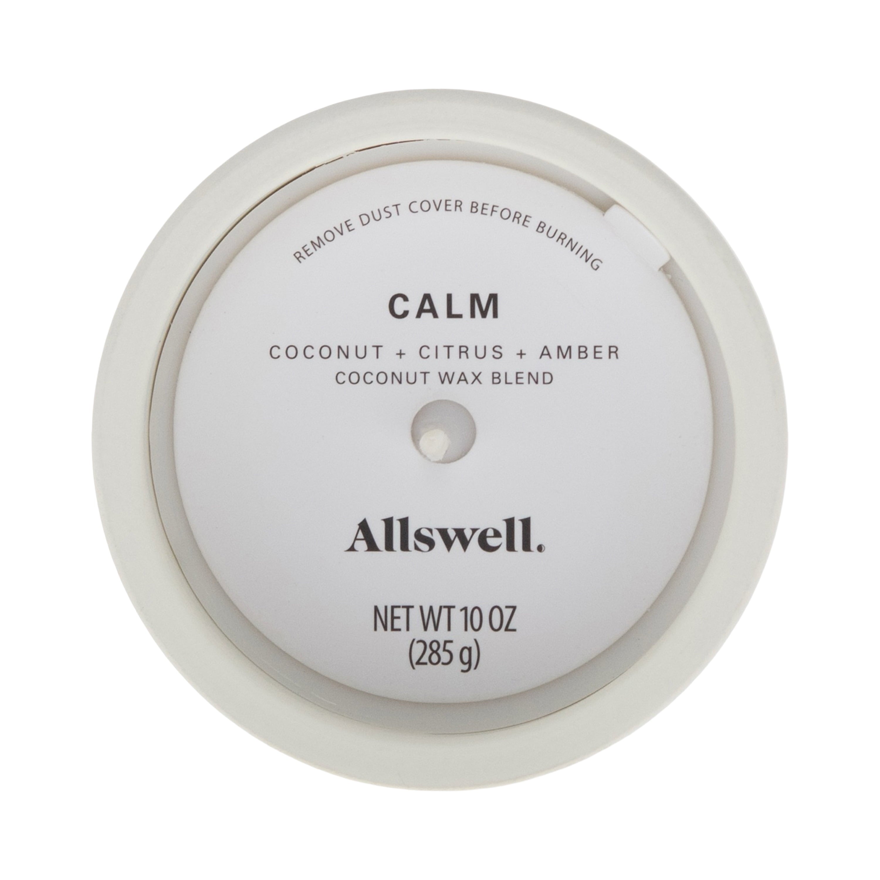 Calm (Coconut + Citrus + Amber) Scented 1-Wick Ceramic Jar Spa Candle 10Oz.