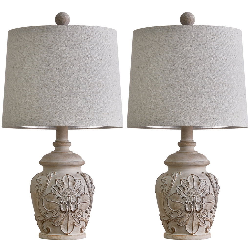 Rustic Retro Table Lamp Set of 2 for Bedroom Living Room 18.75" Farmhouse Nightstands Bedside Lamps Resin