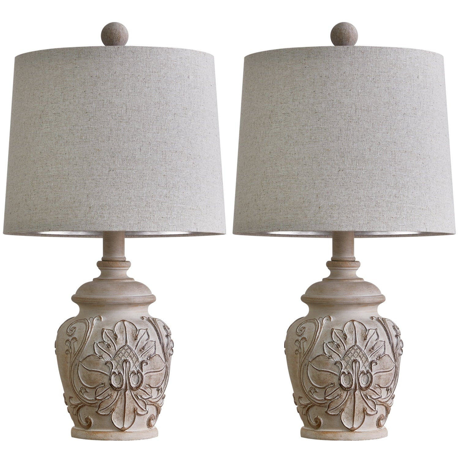 Rustic Retro Table Lamp Set of 2 for Bedroom Living Room 18.75" Farmhouse Nightstands Bedside Lamps Resin